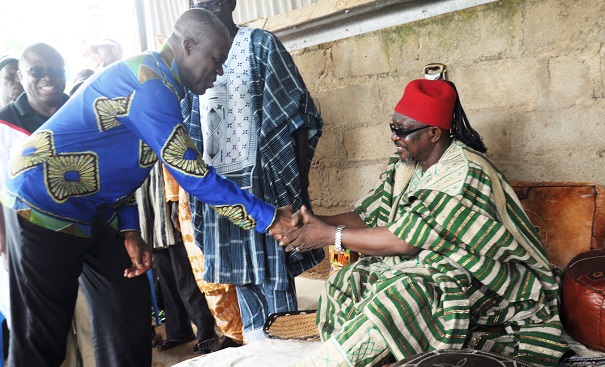 Veep Amissah-Arthur with  Baaba Salifu Lemyaarum, Paramount Chief of the Bongo Traditional Area